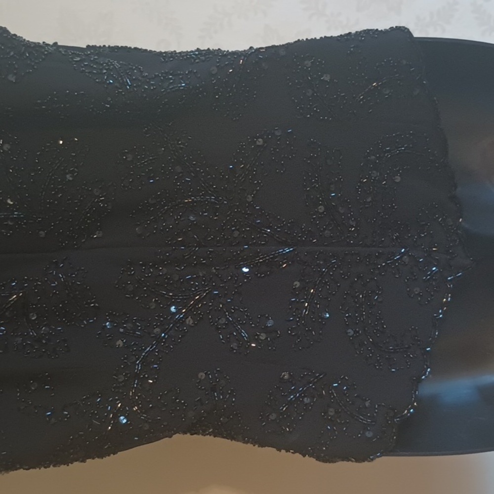 JKARA beaded black zip up cocktail style top.Size medium. Whimsy Goth. - Picture 9 of 14